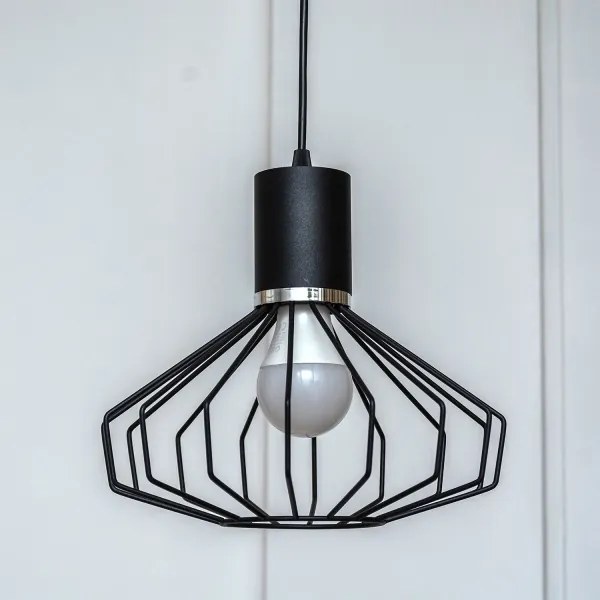 Lampadario sospeso con cavo SOLANO 1xE27/15W/230V nero/cromo lucido