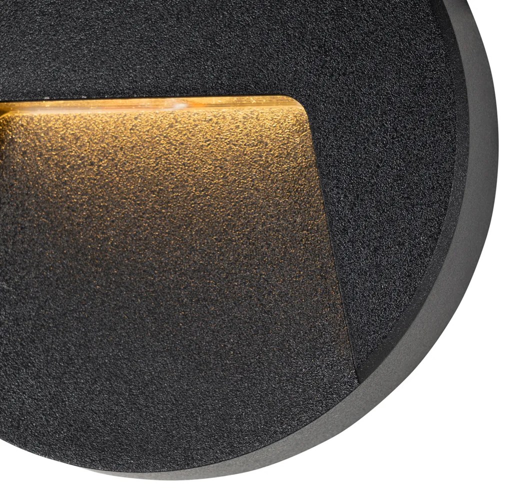 Set di 6 faretti da parete esterni rotondi neri con LED integrato IP65 - Gem