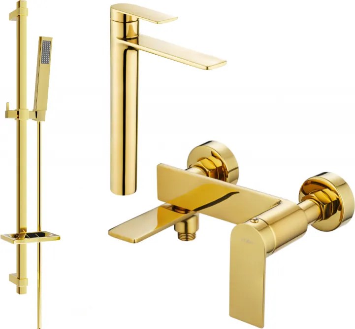 Mexen Zero DQ02 set vasca da bagno, dorato - 7113DQ02-50