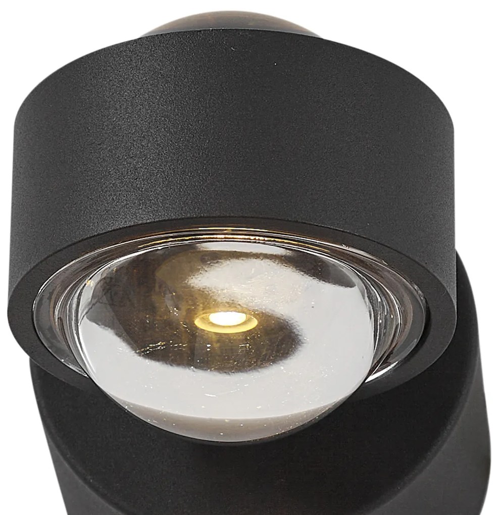 Lampada da parete di design nera con LED IP44 - Lens