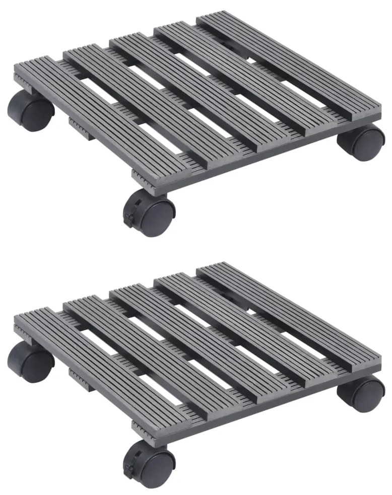 Carrelli Portavasi 2 Pz Grigi 30x30x7,5 Cm İn Wpc /