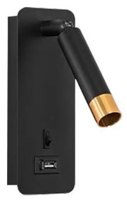 Faretto da parete con caricatore USB 1xG9/35W/230V nero/oro