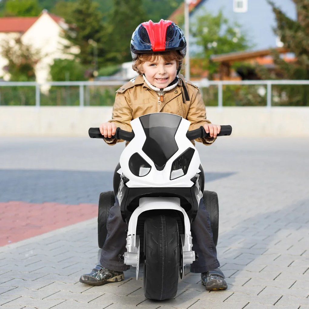 Costway Moto cavalcabile alimentata a batteria 6 V per bambini, Motocicletta a 3 ruote con musica e aspetto carino Nero