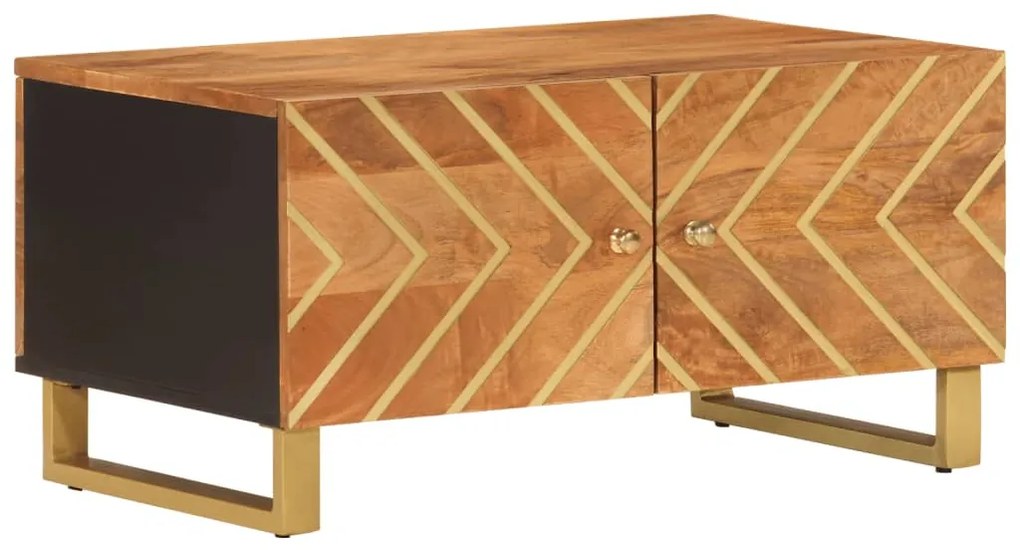 Tavolino da salotto marrone e nero 80x50x40 cm legno di mango