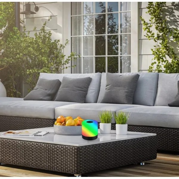 Briloner 7462015 - Lampada da tavolo LED RGB ricaricabile 1,5W 5V IP44 nera