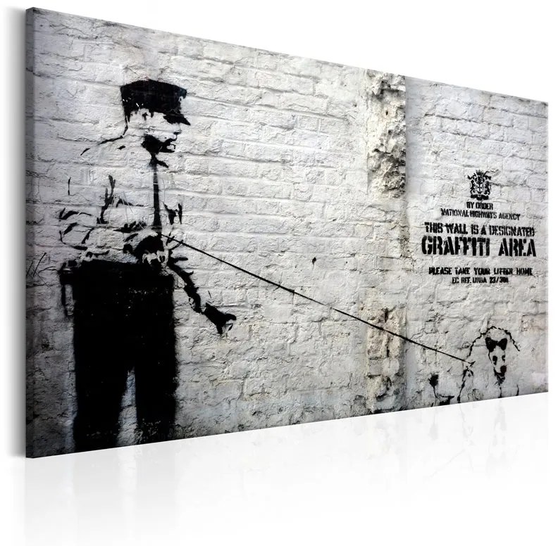 Quadro Graffiti Area (Police and a Dog) by Banksy  Colore bianco e nero, Dimensioni e Misure 60x40