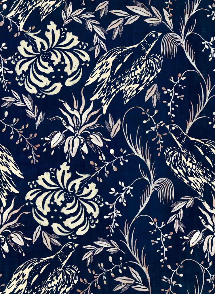 Mindthegap Tapete Folk Embroidery - Indigo/ Off White