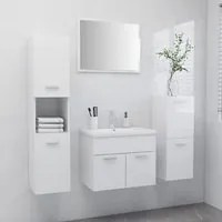 Set Mobili da Bagno Bianco Lucido in Truciolato 3071366