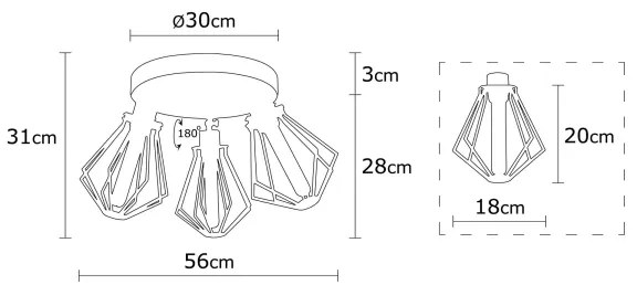 Lampadario a plafone OYLAT 3xE27/40W/230V