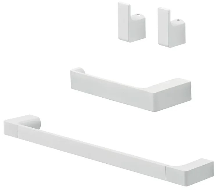 Set accessori bagno 3 pezzi da parete in acciaio bianco Pirenei