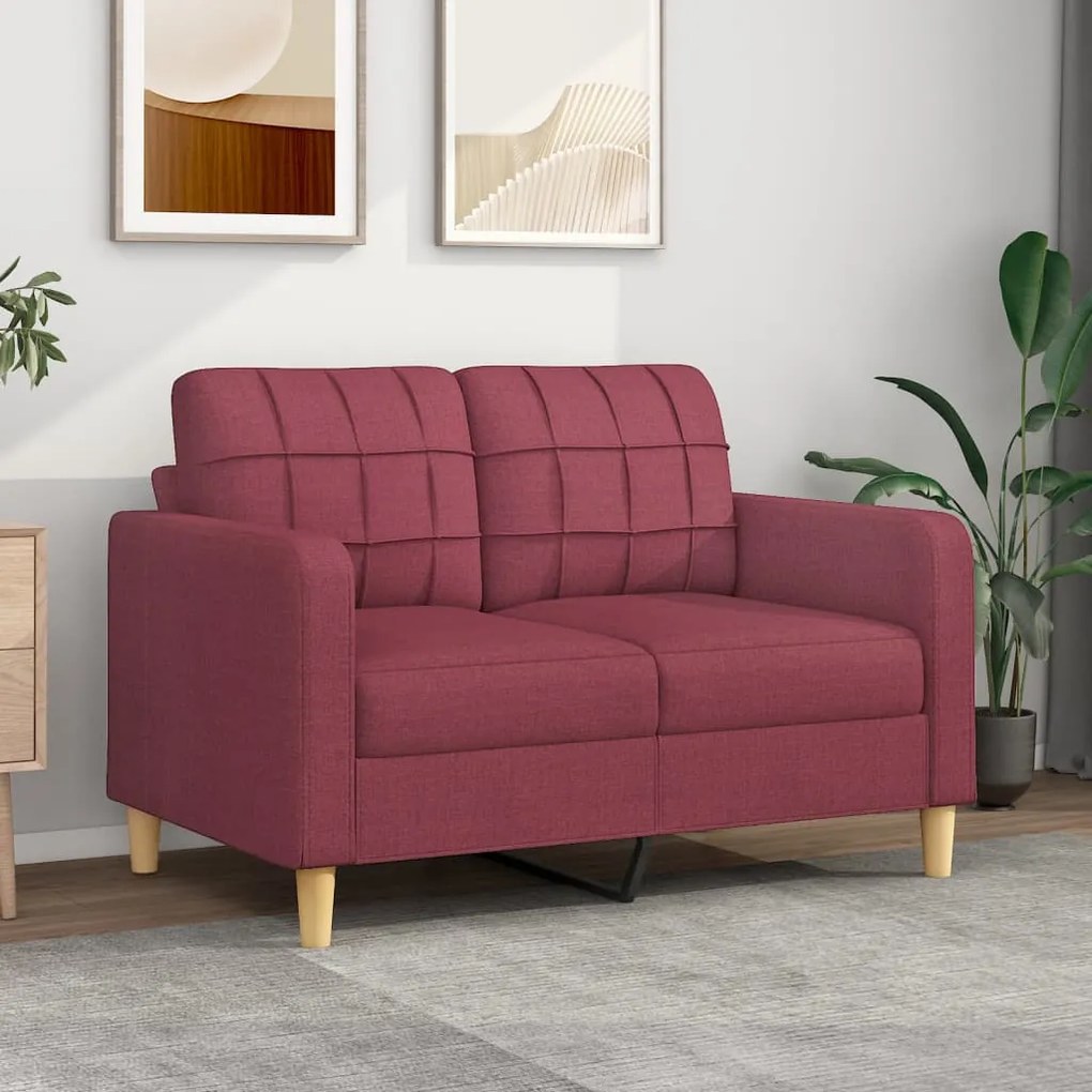 Divano A 2 Posti Rosso Vino 120 Cm İn Tessuto /