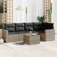 Set Divano da Giardino 6pz con Cuscini Grigio Chiaro Polyrattan 3251279