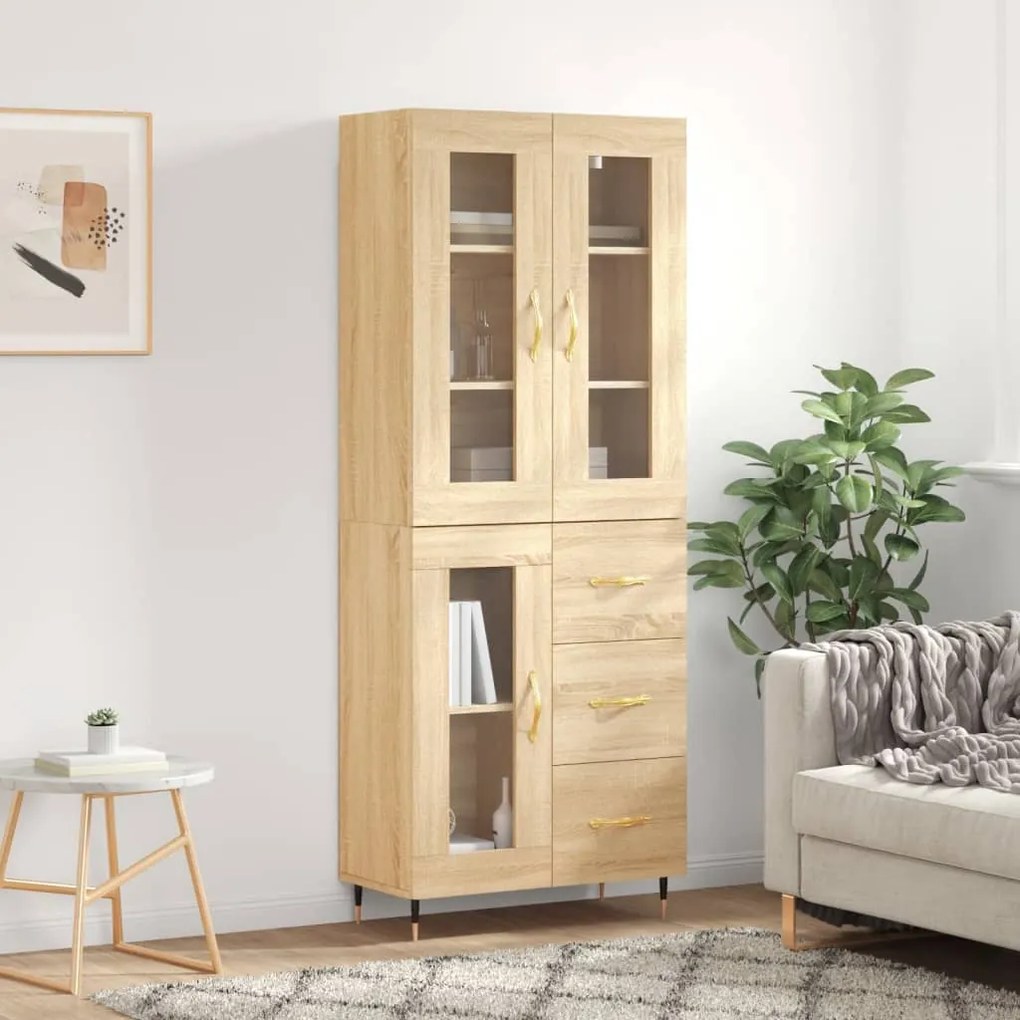 Credenza Rovere Sonoma 69,5x34x180 Cm İn Legno Multistrato /
