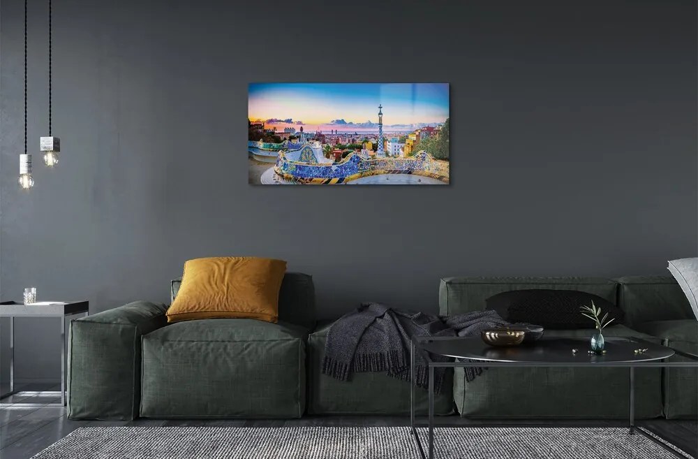 Quadro in vetro Spagna panorama della città 100x50 cm 2 appendini