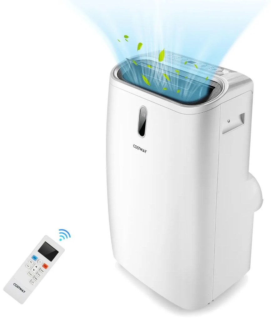 Costway Condizionatore portatile con 3 velocità e controllo con App, Aria condizionata 16000 BT 5 in 1 con telecomando Bianco