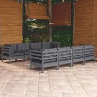 Set Divani da Giardino 9 pz con Cuscini Legno Massello di Pino 3096168