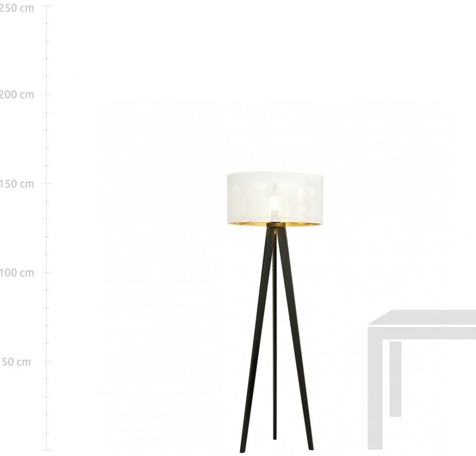 Lampada da Terra in Acciaio e Tessuto ASTON 1 E27 Colore del corpo Bianco e Oro