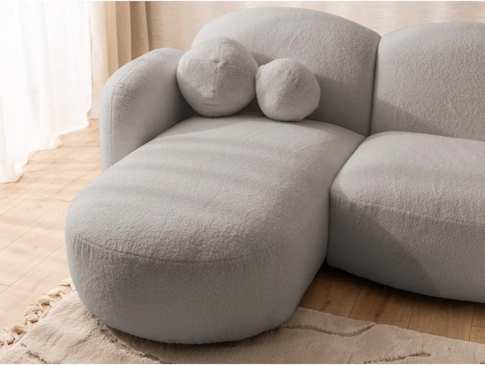Divano angolare grigio (a U) con rivestimento in bouclé Orbit – Ropez