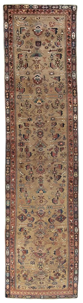Hamedan Tappeto 120x450 Marrone (Iran) Annodato A Mano