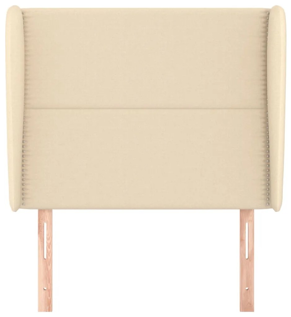 Testiera ad orecchio crema 93x23x118/128 cm in tessuto