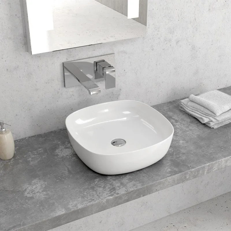 New Line Quadro Lavabo 37,5x37,5 Da Appoggio In Porcellana Bianco