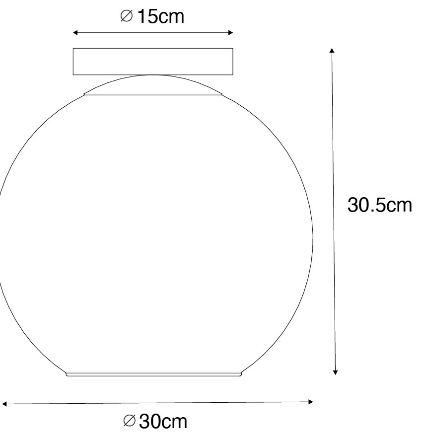 Plafoniera di design nera con vetro dorato - Bert