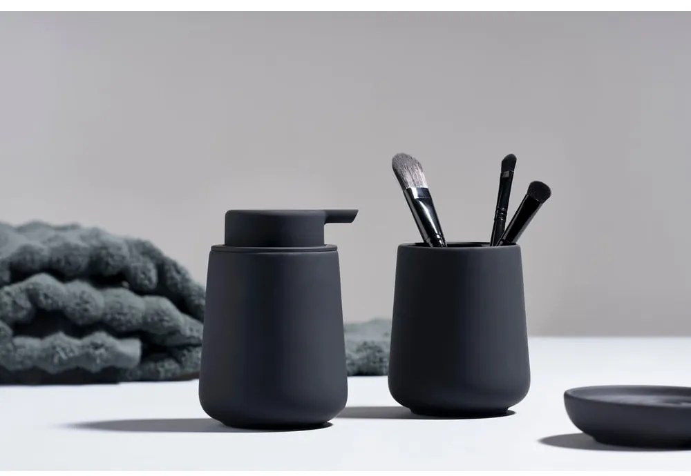 Tazza in porcellana nera per spazzolini da denti Nova One - Zone