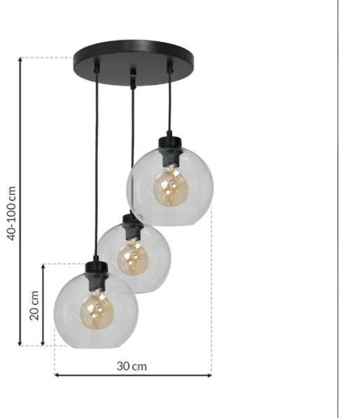 Lampadario su filo SOFIA 3xE27/60W/230V trasparente