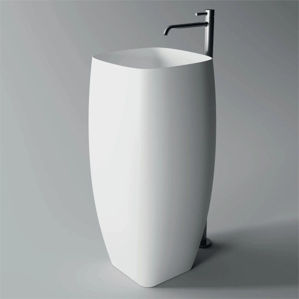 Lavabo Freestanding 47,5 Cm Con Scarico a Parete Alice Ceramica "Nur Open" Bianco Opaco