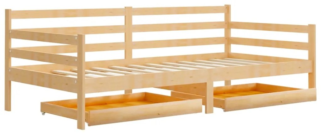 Divano letto con cassetti 90x200 cm legno massello di pino