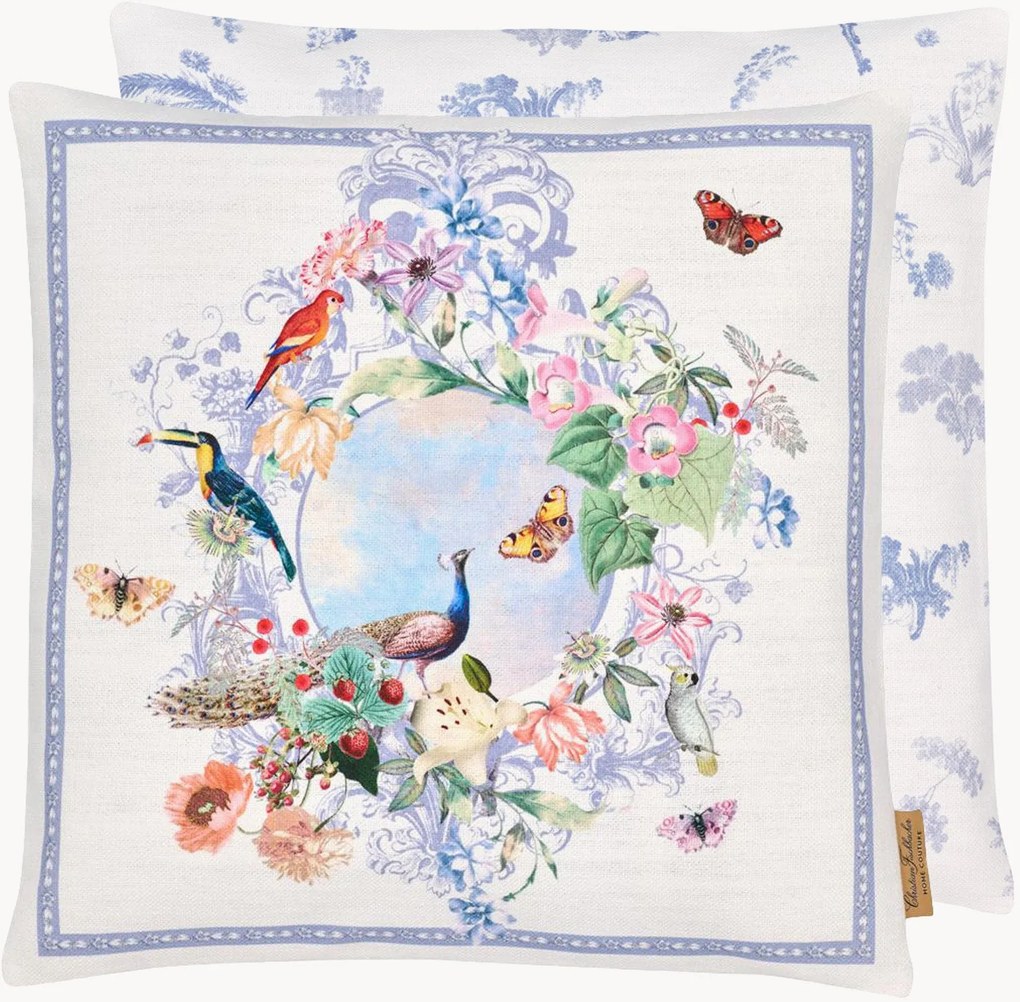 Copricuscino reversibile in cotone Peacock