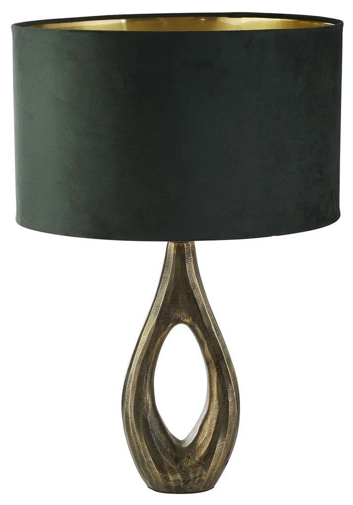 Lampada Da Scrivania Contemporanea Bucklow Ottone Tessuto Verde 1 Luce E27