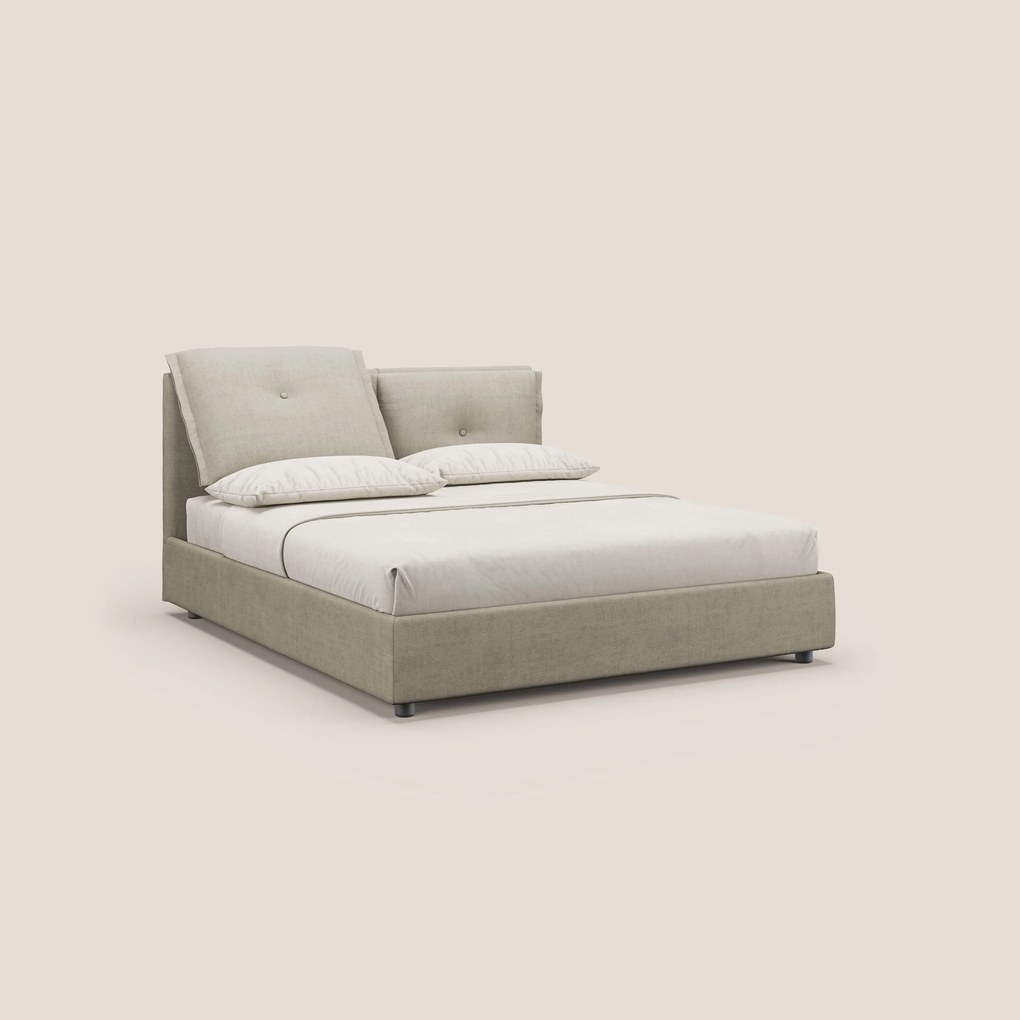 Travis letto contenitore con cuscini mobili trapuntati in tessuto impermeabile T02 panna
