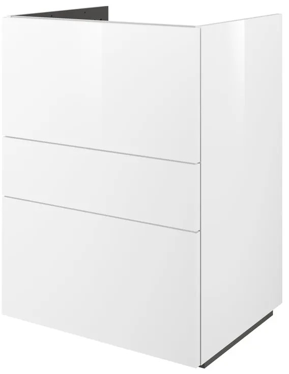 Mobile da bagno a terra sotto lavabo L 60 x H 84 x P 48 cm bianco laccato lucido, 3 cassetti SENSEA Neo Frame