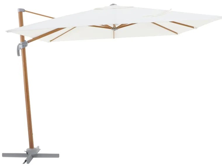 Ombrellone a palo laterale marrone AGORA NATERIAL con telo quadrato bianco L 286 x P 286 x H 264 cm