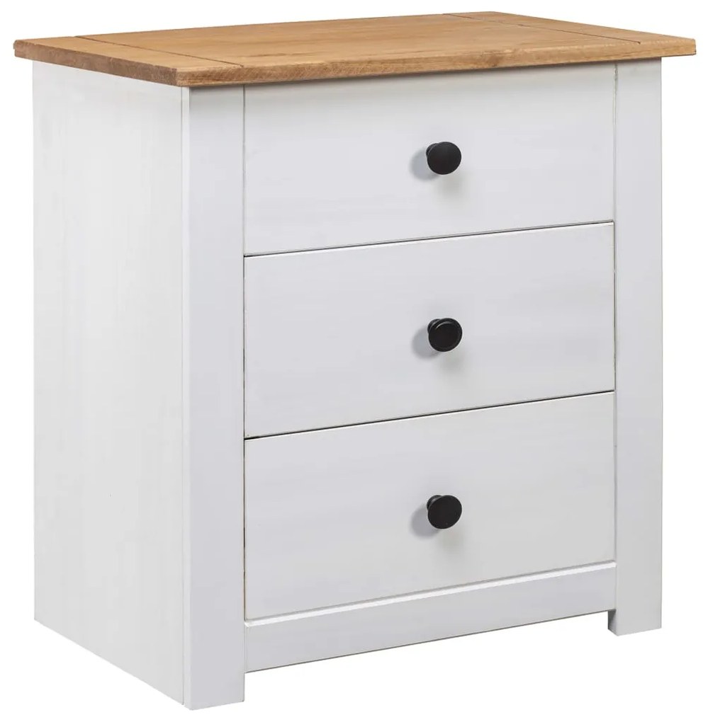 Comodino Bianco 46x40x57 Cm İn Legno Di Pino Panama Range /