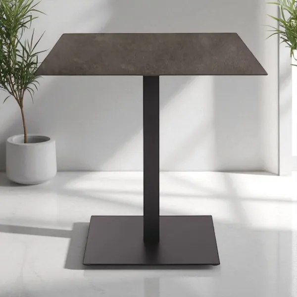 Tavolo bar pub ristorante da esterno 80x80 cm con piano in HPL Piombo H 74