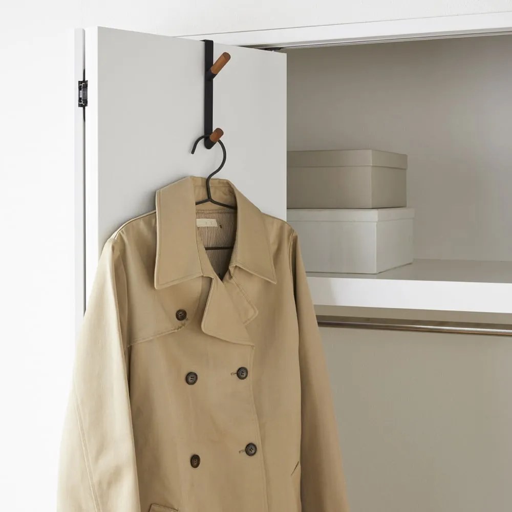 Gancio per porta in metallo nero 1,5 cm Tower - YAMAZAKI