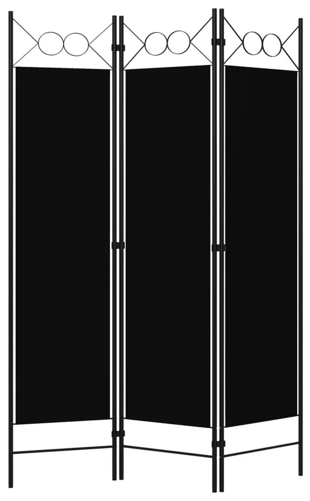 Paravento a 3 pannelli nero 120x180 cm