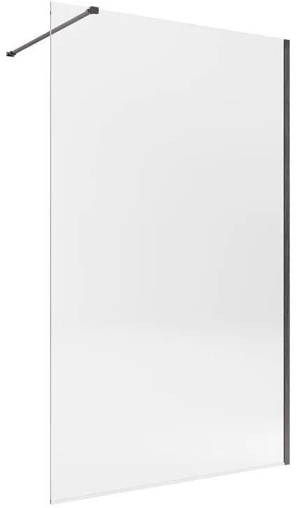 Box doccia walk-in Single, vetro 8 mm, H 200 cm, profilo nero spazzolato