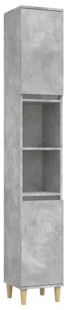 Armadietto bagno grigio cemento 30x30x190 cm legno multistrato