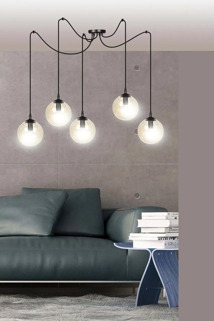 Lampadario a sospensione GIGI 5 BLACK MIODOWY