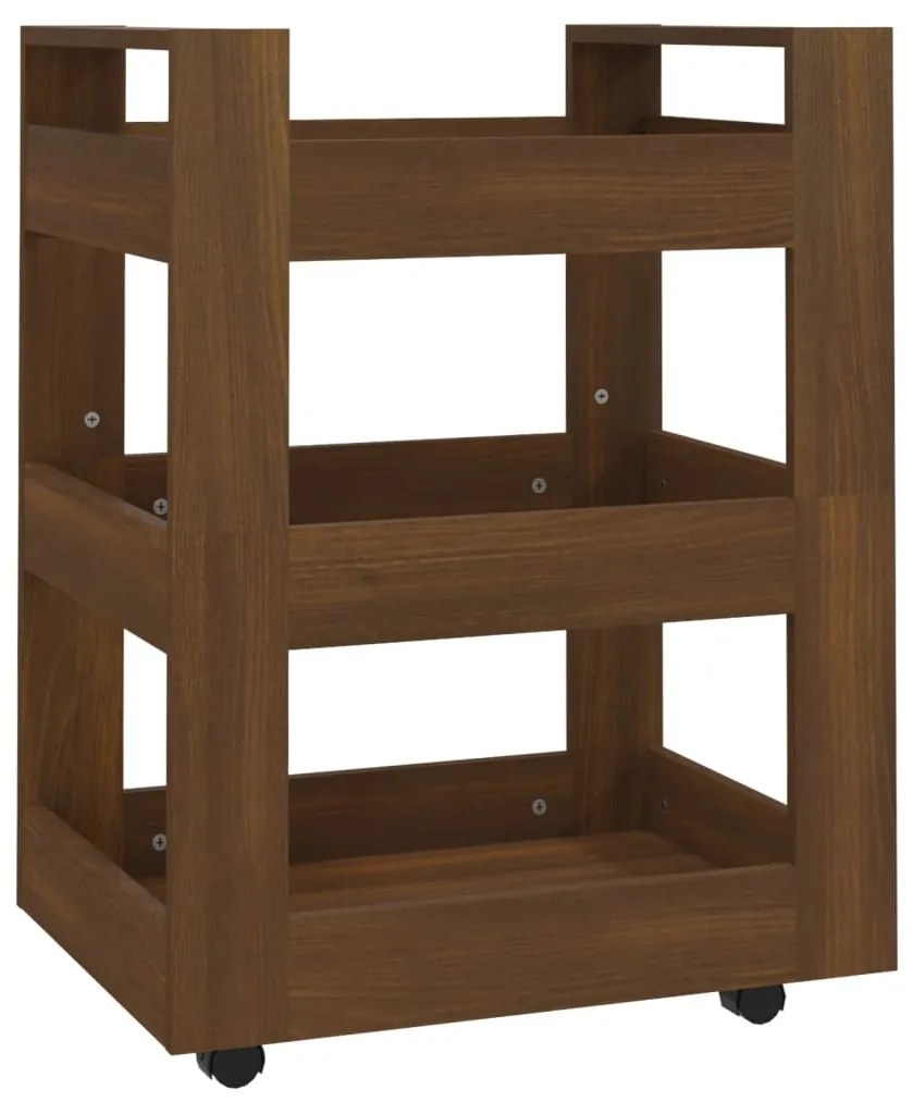 Carrello da cucina rovere marrone 60x45x80 cm legno multistrato