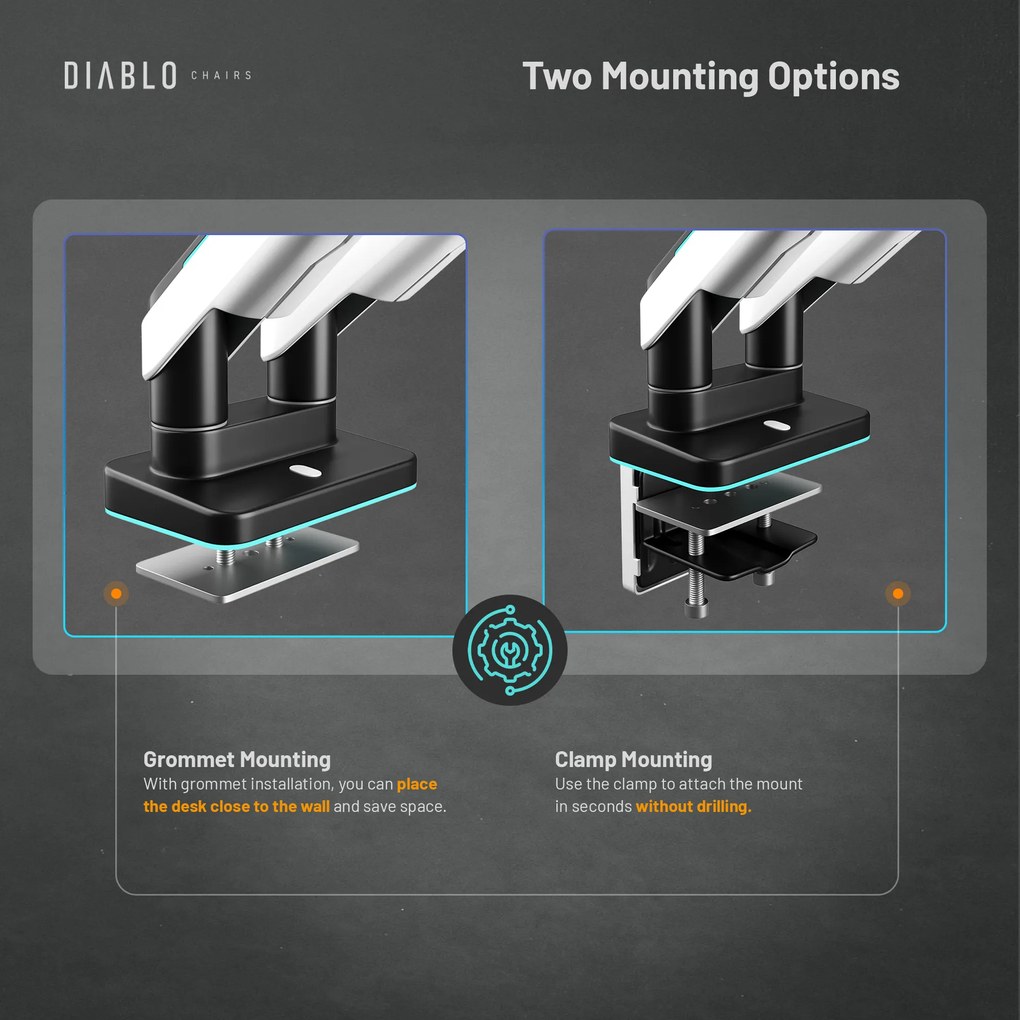Supporto Doppio per Monitor da 49 Pollici Bianco e Nero X-Arm Dual RGB