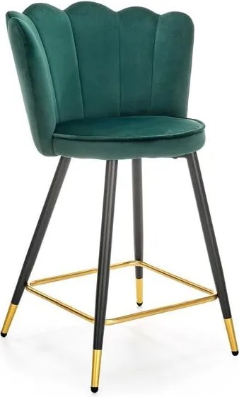 Sgabello da bar H-106 in velluto verde