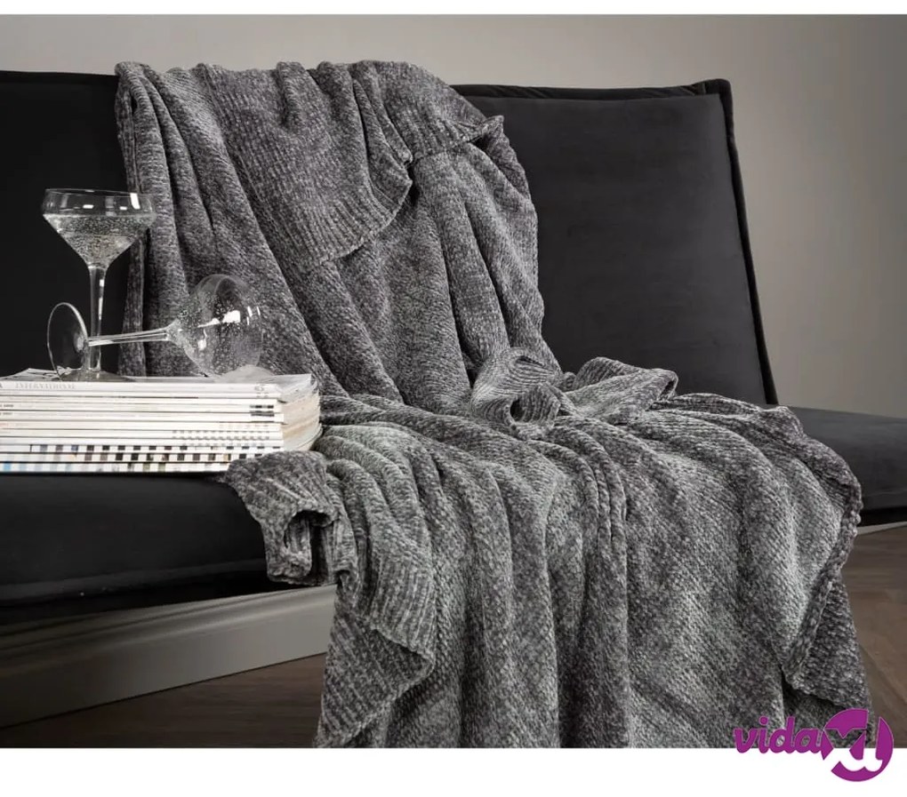 Venture Home Coperta Ally 170x130 cm in Poliestere Grigio Scuro