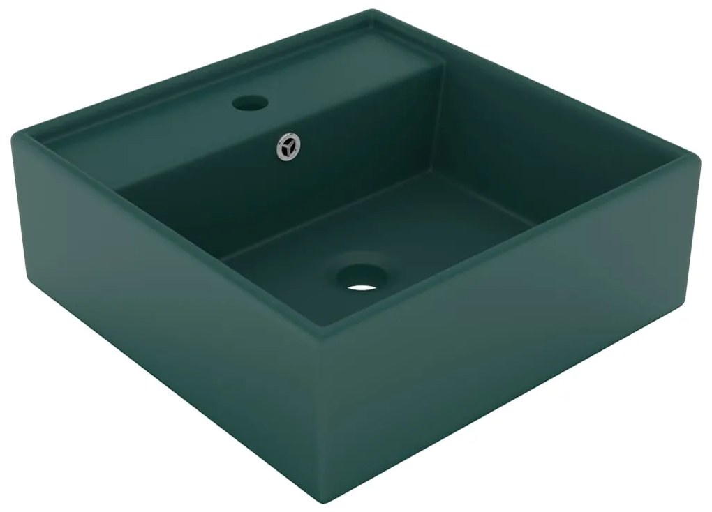Lavabo Con Troppopieno Quadrato Verde Opaco 41x41 Cm Ceramica /