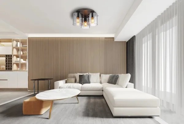 Globo 15904-3D - Plafoniera TULIVAR 3xE27/40W/230V diametro 37 cm grigio