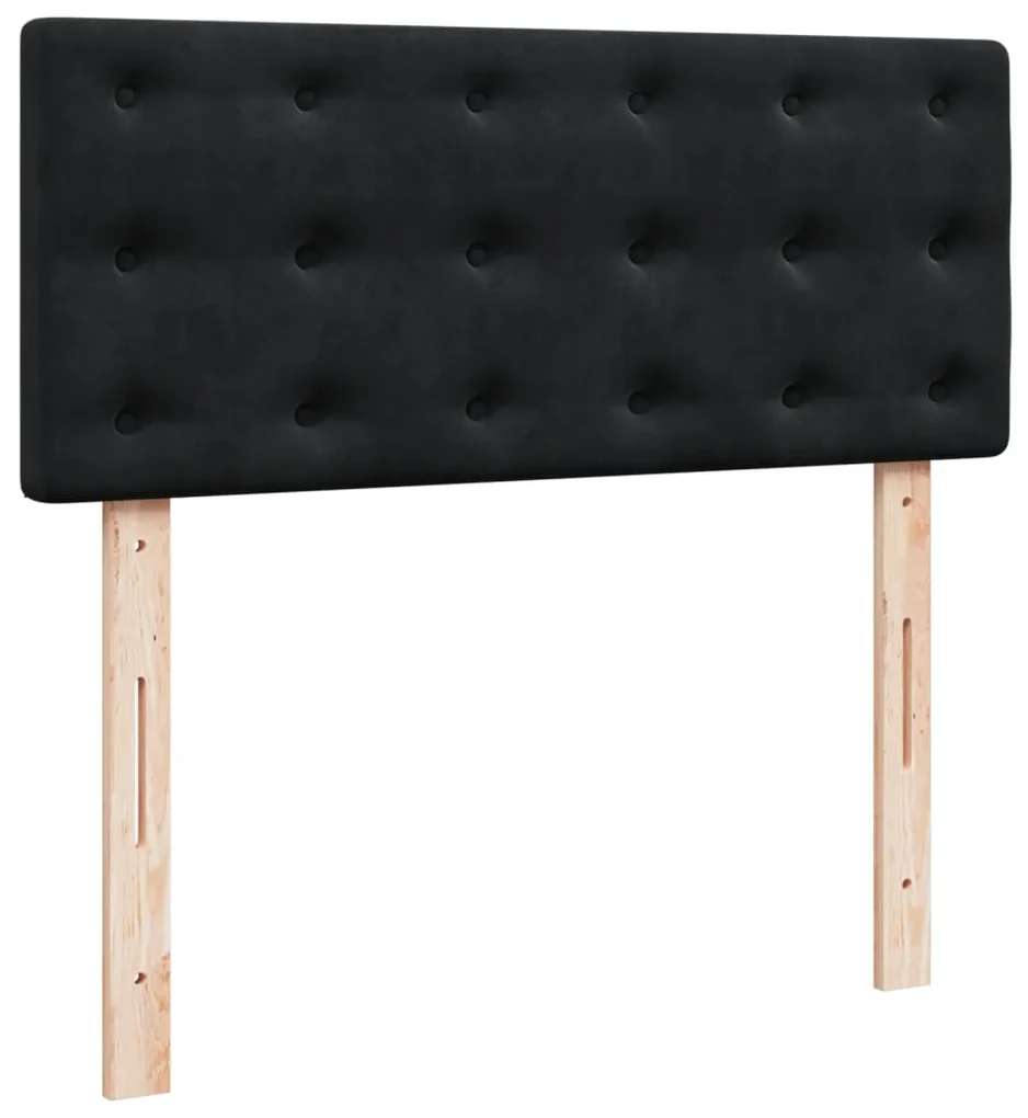 Giroletto a molle con materasso nero 120x190 cm in velluto