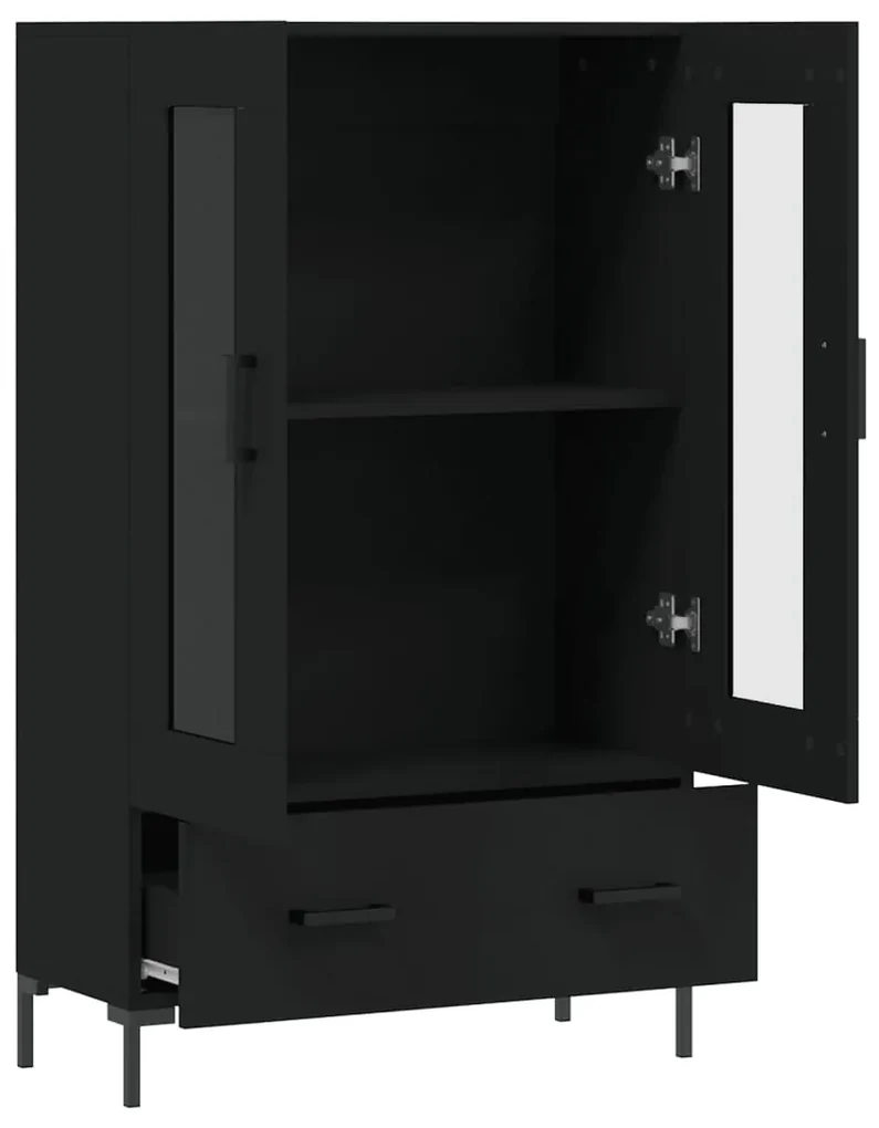 Credenza nera 69,5x31x115 cm in legno multistrato